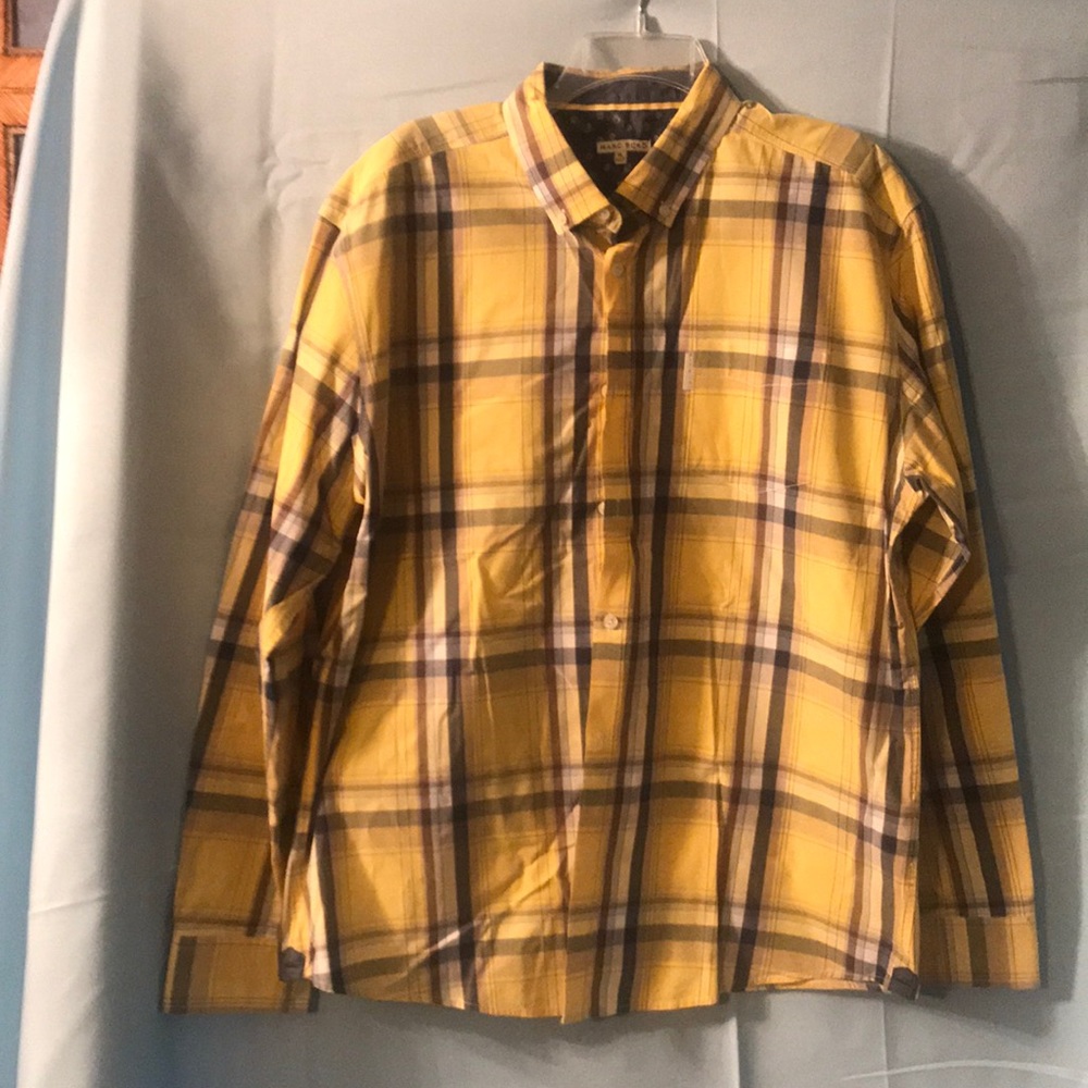 Men’s XL LS Dress Shirt. Yellow plaid